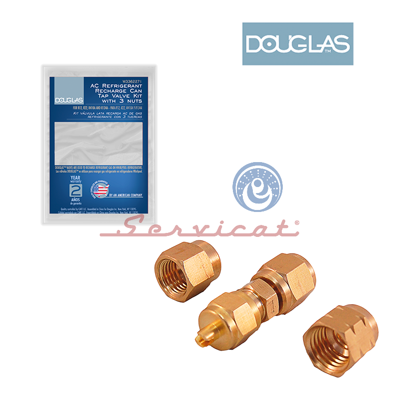 KIT VÁLVULA LATA CON 3 TUERCAS DOUGLAS REFRIGERADORA TODAS LAS MARCAS