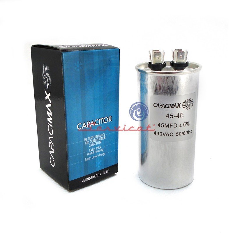 45UF _ CAPACITOR DE MARCHA 45UF A 440VAC CAPACIMAX REFRIGERADORA TODAS LAS MARCAS