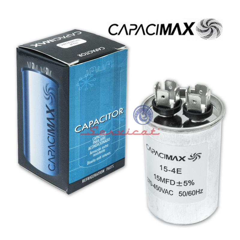 CAP-12115] LIQUIDACIÓN _ CAPACITOR DE MARCHA 15UF A 370 - 450VAC CAPACIMAX REFRIGERADORA TODAS LAS MARCAS