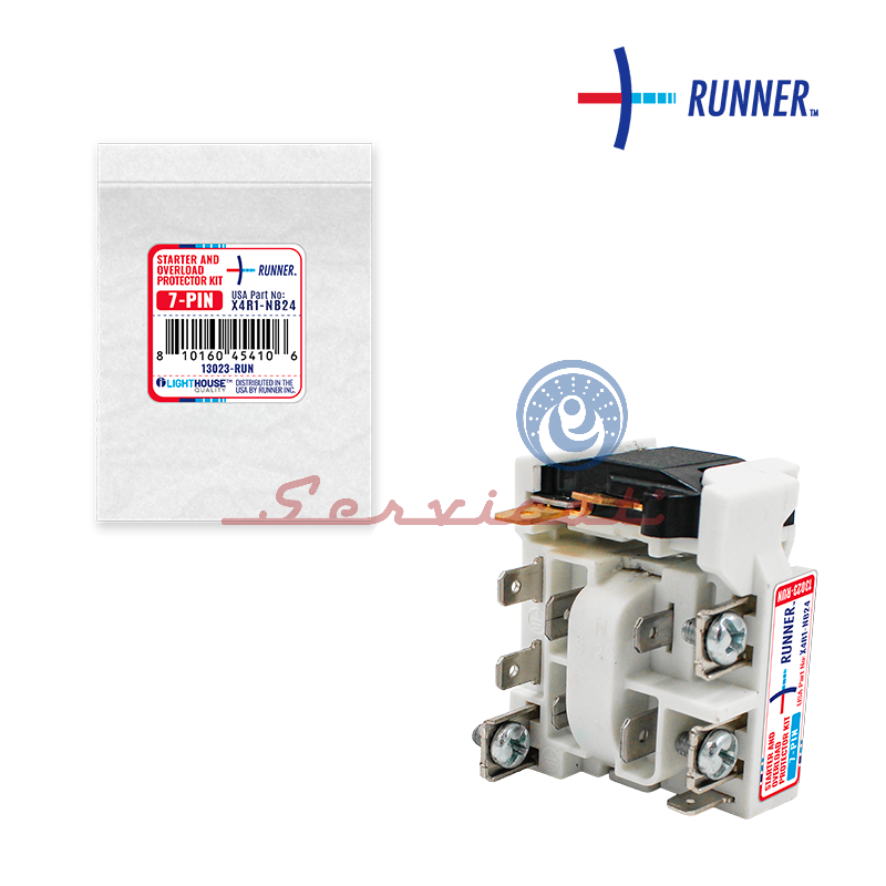 KIT RELÉ Y PROTECTOR TÉRMICO 7 PINES RUNNER REFRIGERADORA TODAS LAS MARCAS