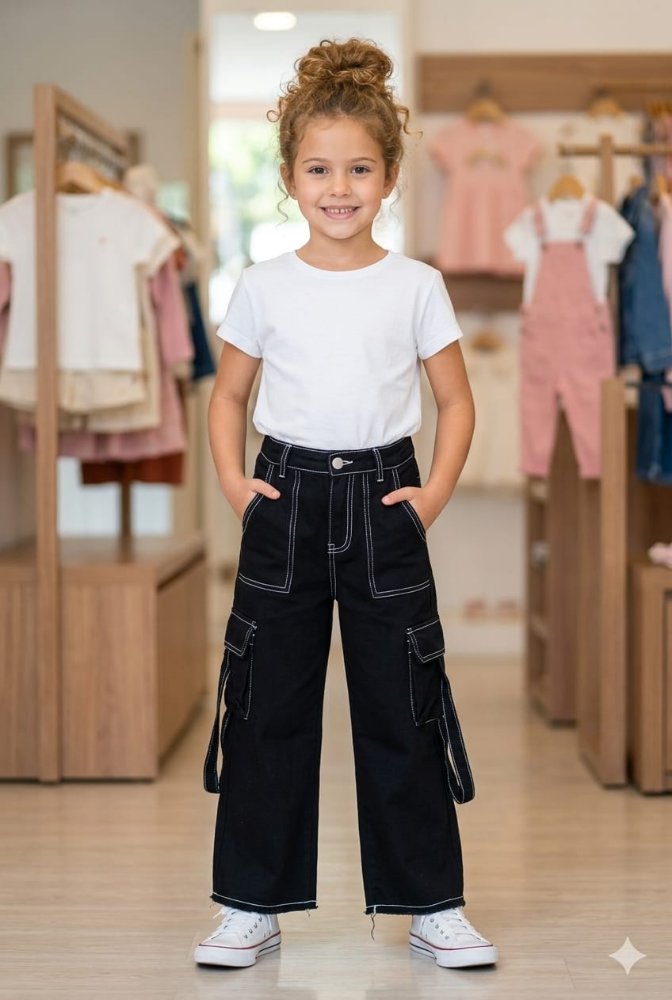 JEANS CARGO NEGRO NIÑA