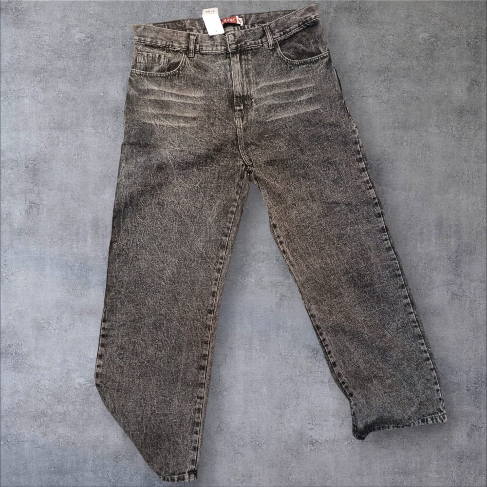 JEAN WIDE LEG NEGRO DESGASTADO