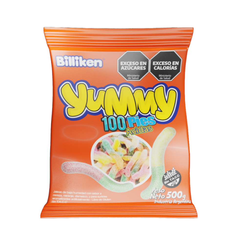 Gomitas yummy 500gr cien pies acidas
