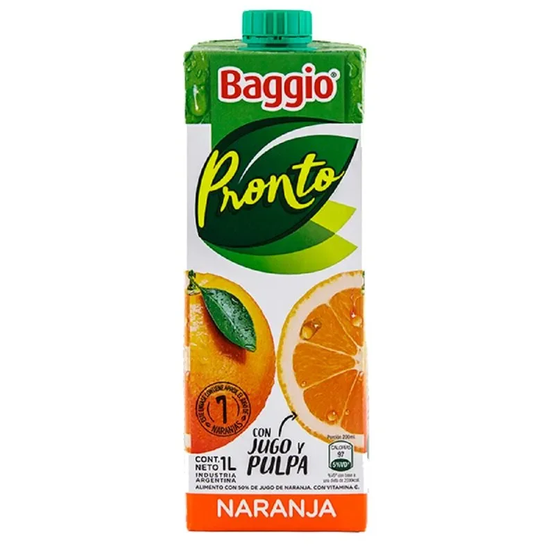 Jugo Baggio litro x8 naranja