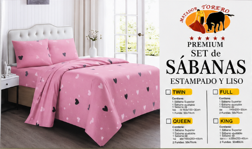 SABANAS ESTAMPADO Y LISO DE 1 1/2