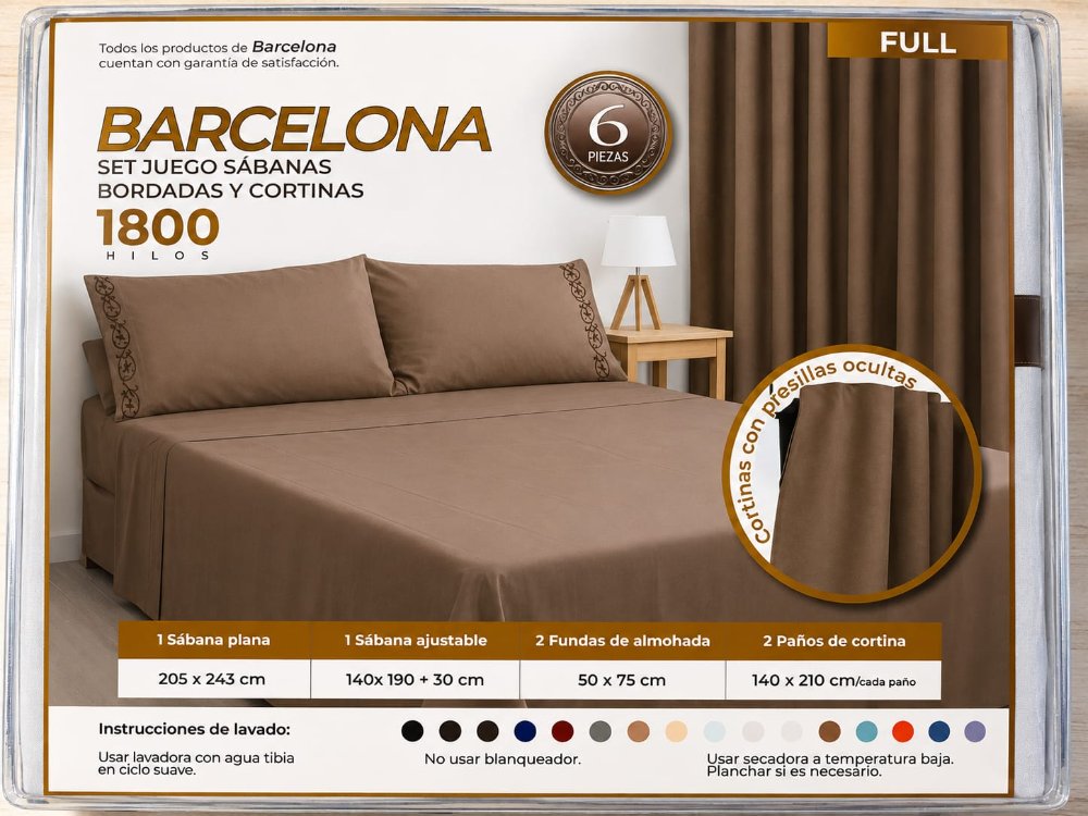 SET DE SABANAS DE 2 1/2 + CORTINAS