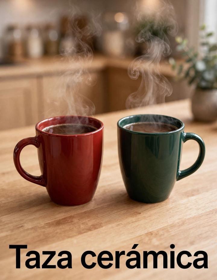 TAZA CERAMICA VERDE-BORDO