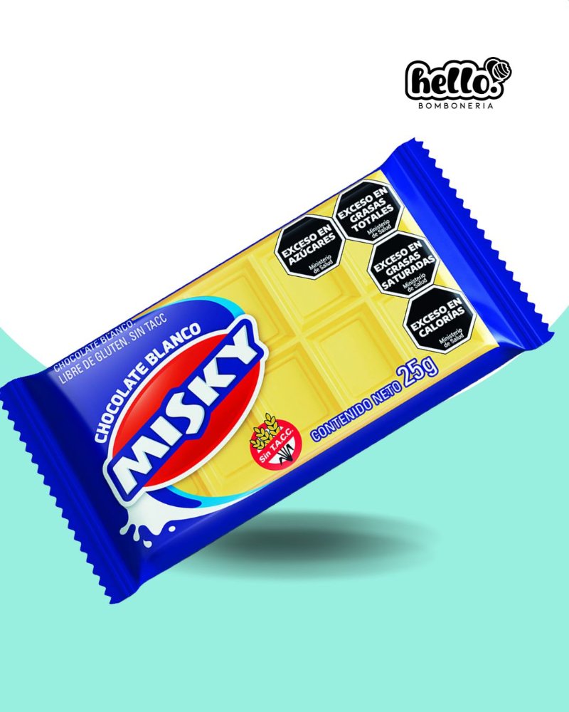 CHOC. CELOFAN MISKY 25gr BLANCO