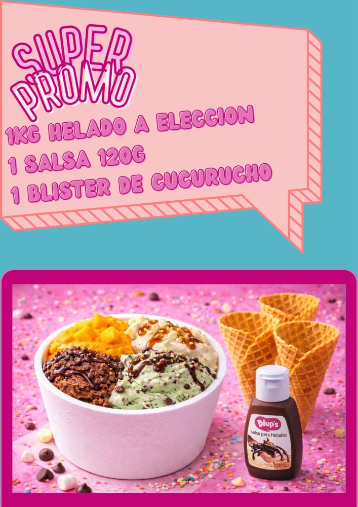 PROMO 1KG DE HELADO+1 CUCURUCHO X 3 UND+1 SALSA A ELECCION