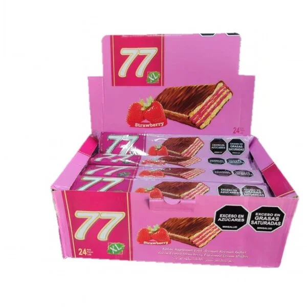 100042 - CHOCOLATINA WAFER 77XL ROSADA 777