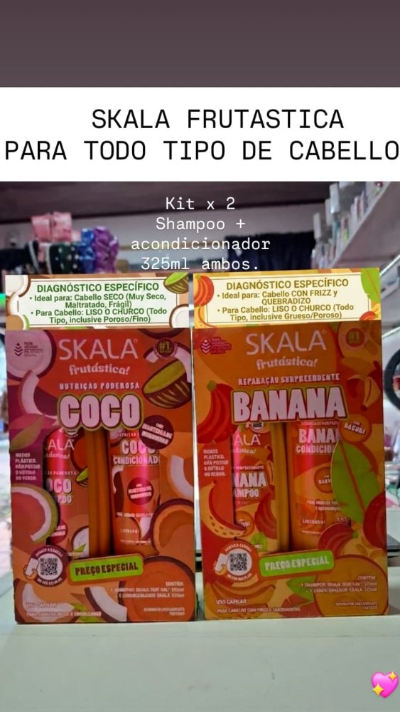 SHAMPOO Y ACONDICIONADOR COCO O BANANA SKALA X 325ML