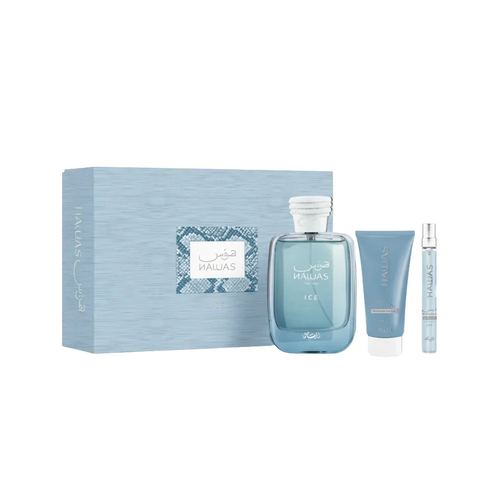 RASASI HAWAS ICE 3 PSC GIFT SET 100ML EDP 100 BL 100 SG