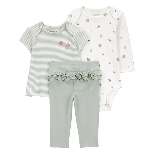 Carters - Conjunto de 3 - Verde Deer-0-3 M