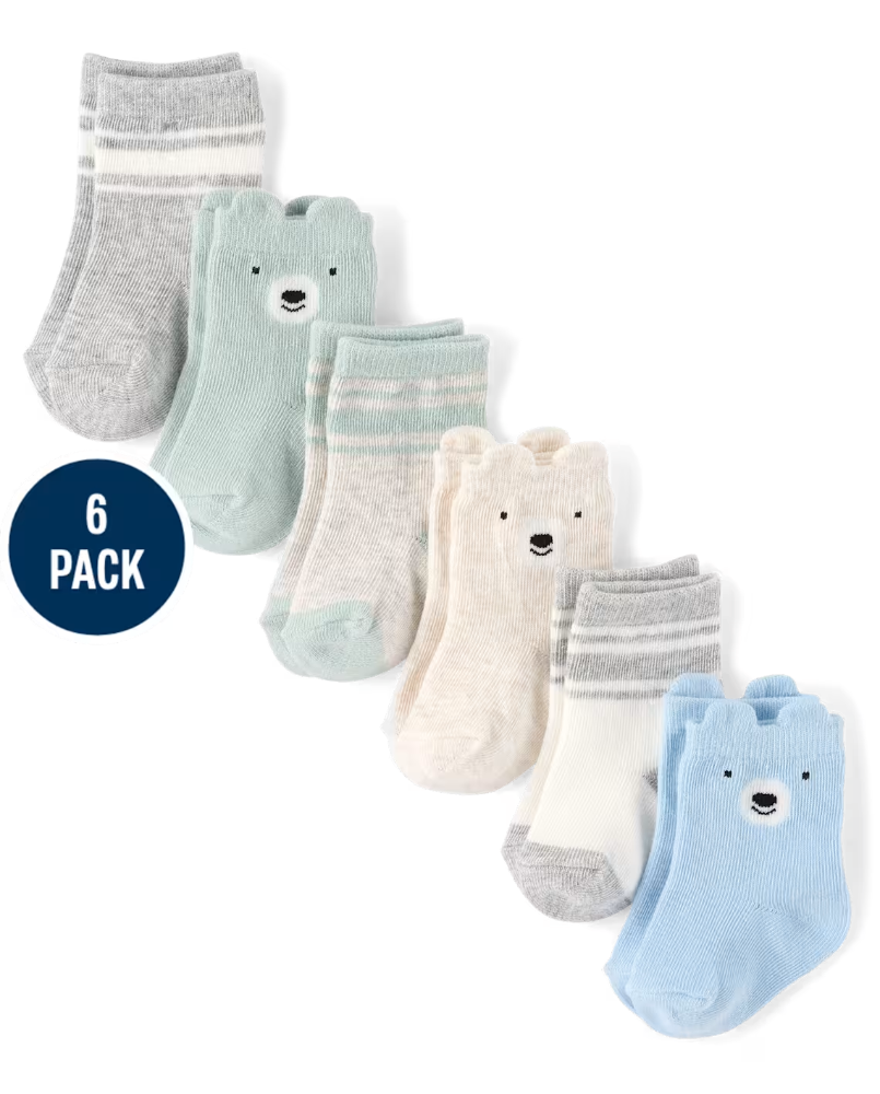 Children's Place - Medias - Baby Boys Bear Midi Socks 6-Pack - multi