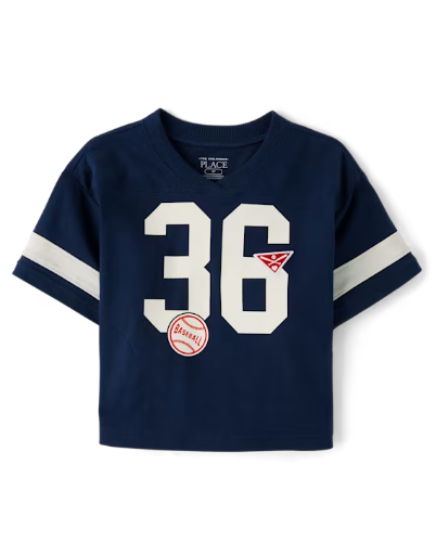 Children's Place - T Shirt - Embroidered Varsity Azul - 2T