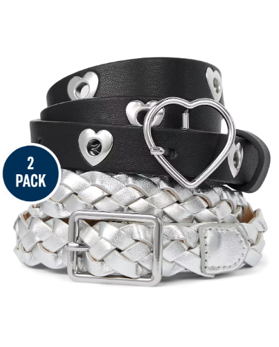 Children's Place - correa - Girls Heart Belt 2-Pack