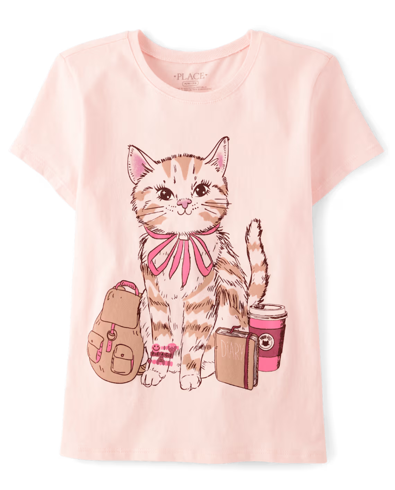 Children's Place - t shirt - rosada gato - XS