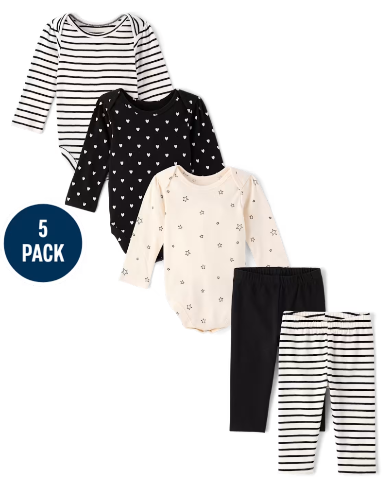 Children's Place - Baby Girls Striped 5-Piece Playwear Set