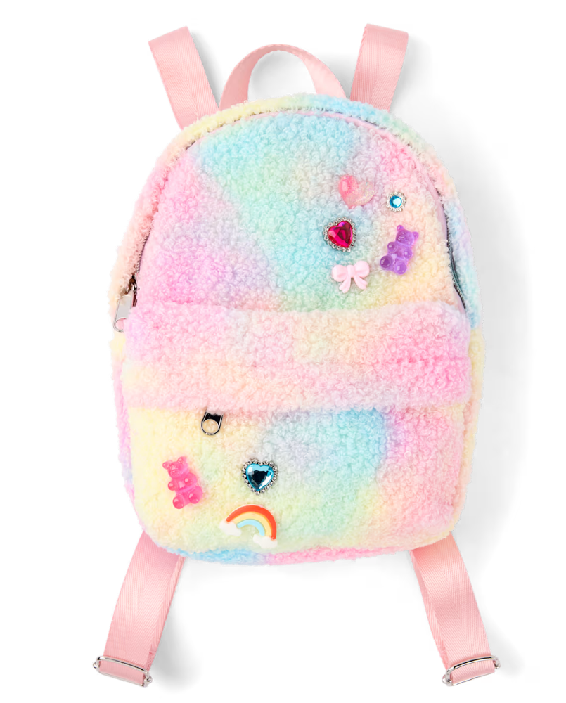 Children's Place - Mochila - Girls Rainbow Charm Faux Sherpa Mini