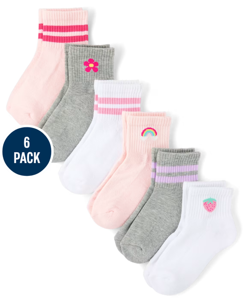 Children's Place - Medias - Toddler Girls Icon Cushioned Midi Socks 6-Pack 4-7