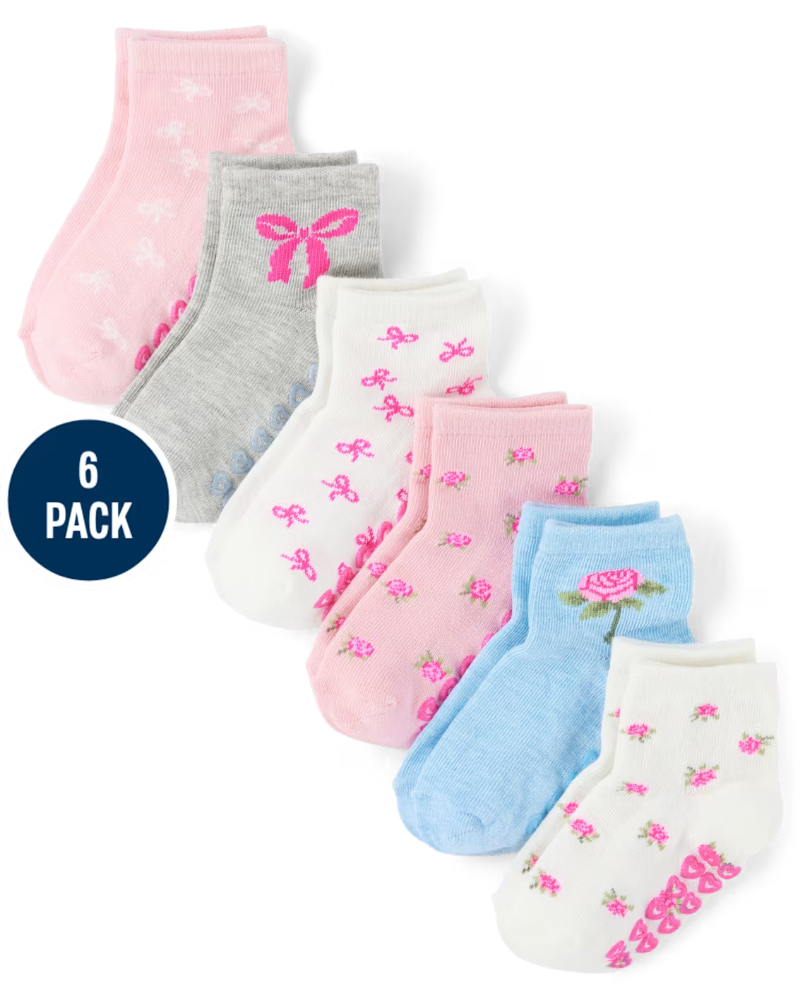 Children's Place - Toddler Girls Bow Midi Socks 6-Pack - 8-11T