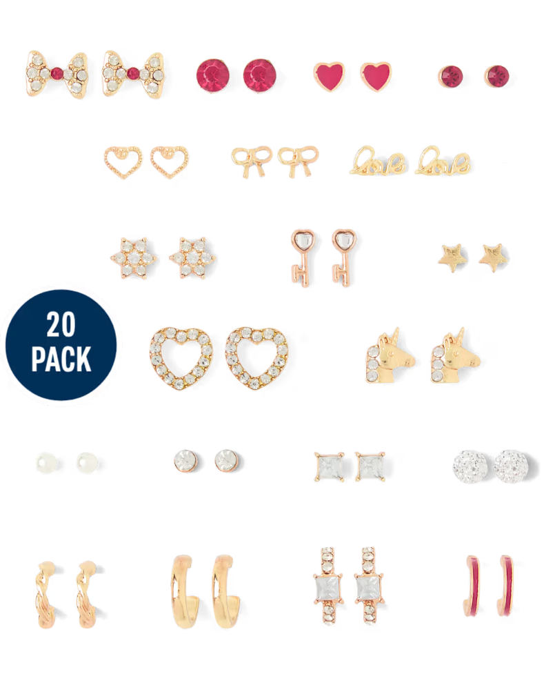 Children's Place - Girls Heart Earrings 20-Pack