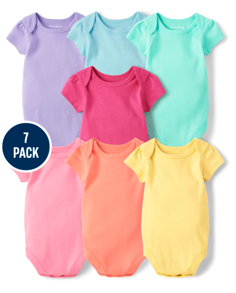 Children's Place - Baby Girls Bodysuit 7-Pack - Newboen