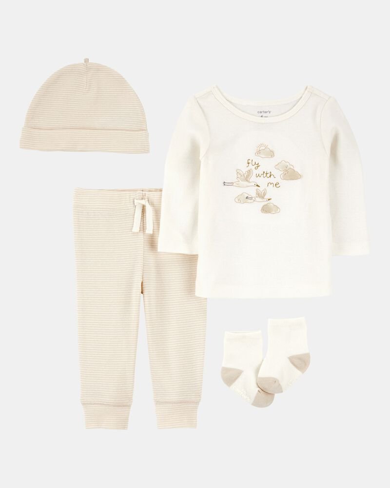 Carters - Baby 4-Piece Striped Cloud Outfit Set  - Newborn