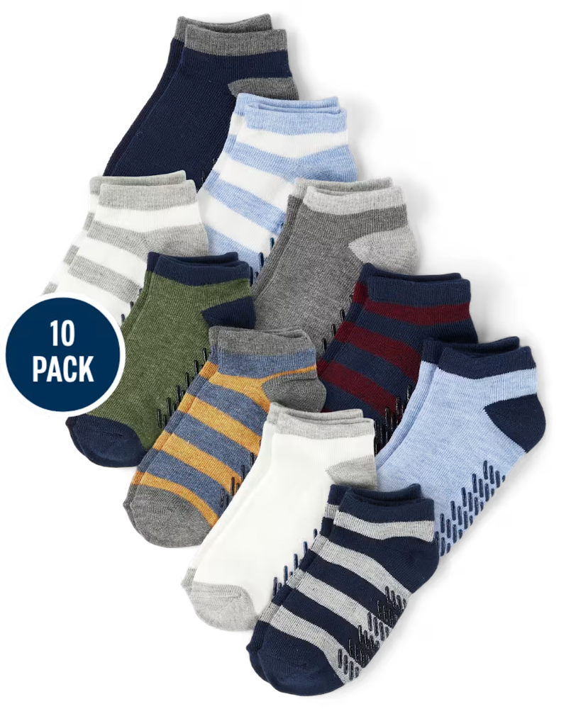 Children's Place - Toddler Boys Striped Ankle Socks 10-Pack