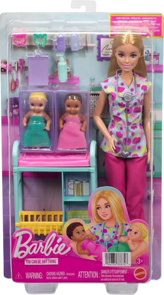 Barbie Careers Baby Doctor Playset with Blonde Fashion Doll, 2 Baby Dolls, Exam Table  Accessories