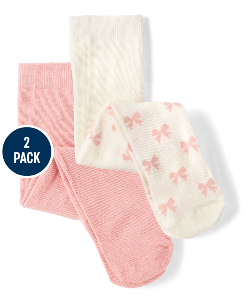 Children's Place - Baby Girls Bow Tights 2-Pack