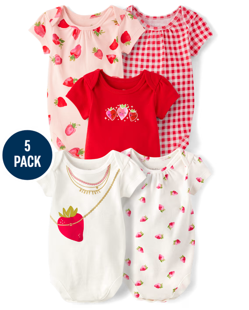 Children's Place - Baby Girls Strawberry Bodysuit 5-Pack newborn