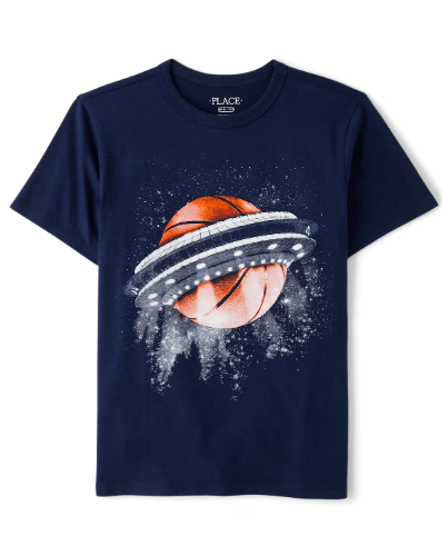 Children's Place - T Shirt - Space Basketball- S