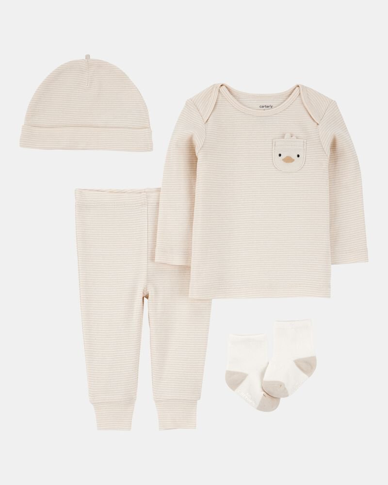 Carters - Baby 4-Piece Striped Duck Outfit Set  - Newborn