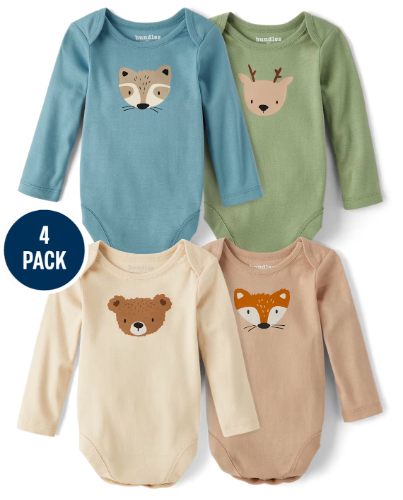 Children's Place - Body Surtido - Animal 4PK - 3-6 M