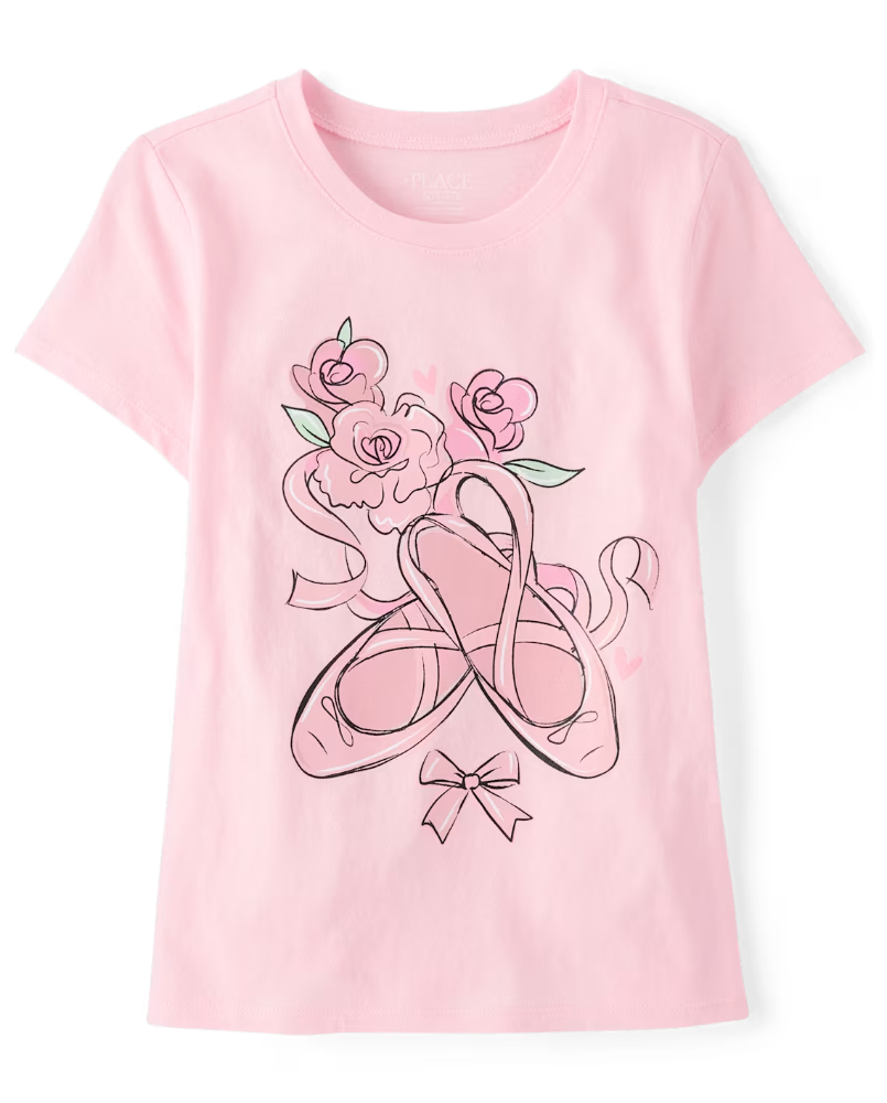 Children's Place - T Shirt - Girls Ballet Shoes Rosada