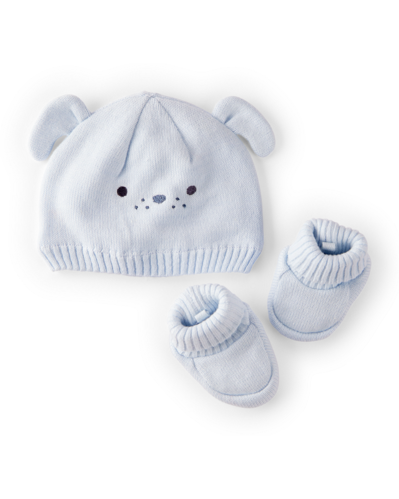 Carters - Baby 2-Piece Puppy Crochet Booties & Hat - azul