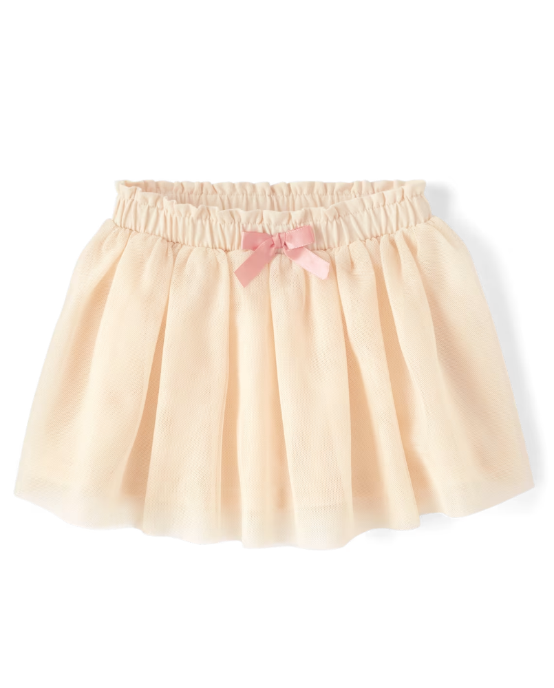 Children's Place - Toddler Girls Mesh Tutu Skirt - Cream- 12-18M
