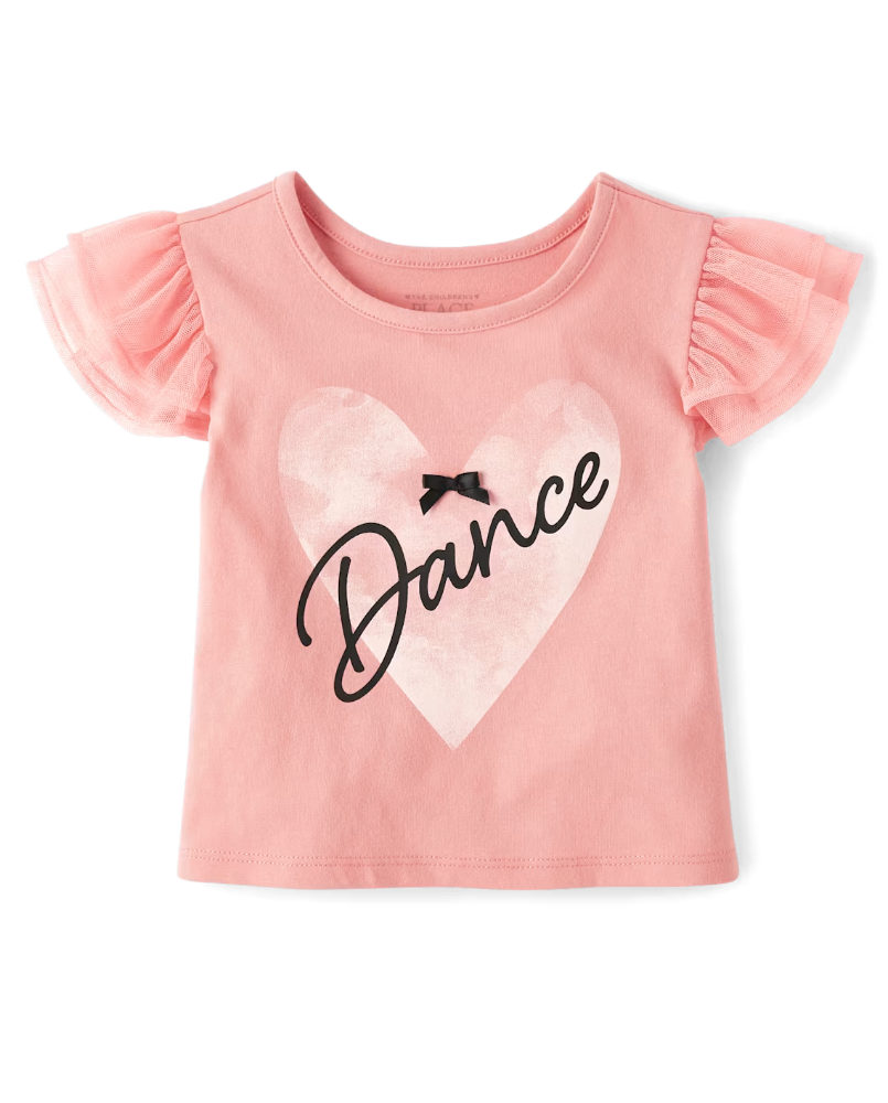 Children's Place - Graphic Flutter Top - rosada - 18-24M