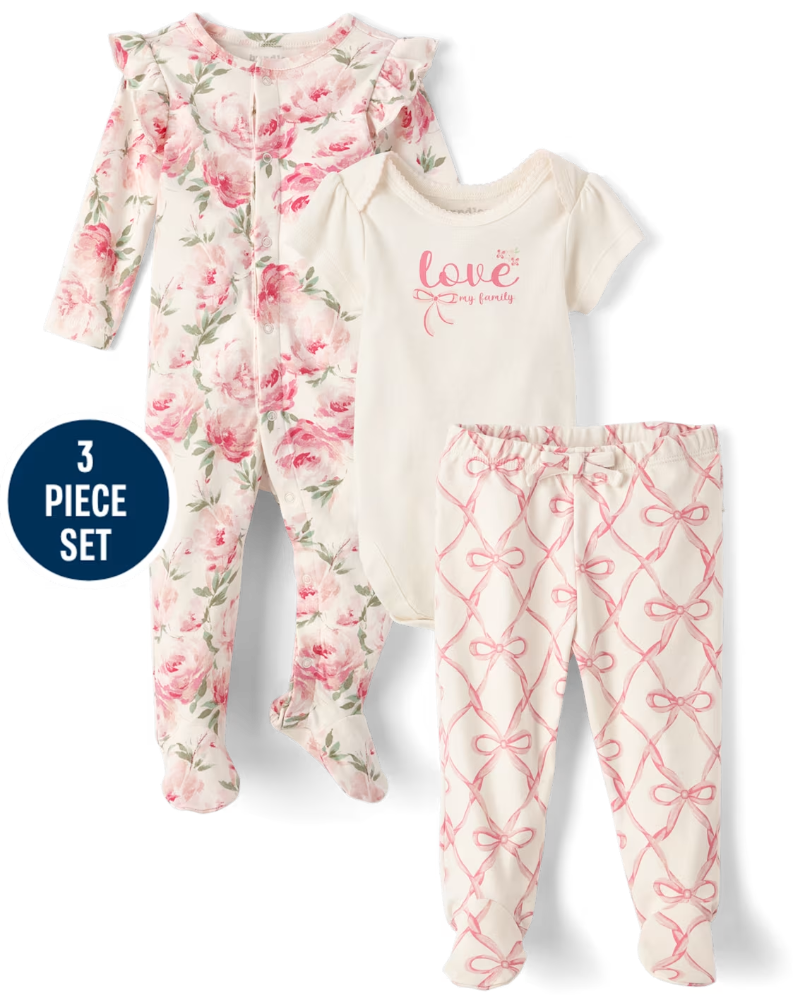 Children's Place - Baby Girls Bow 3-Piece Take Me Home Set ROSE MIST
