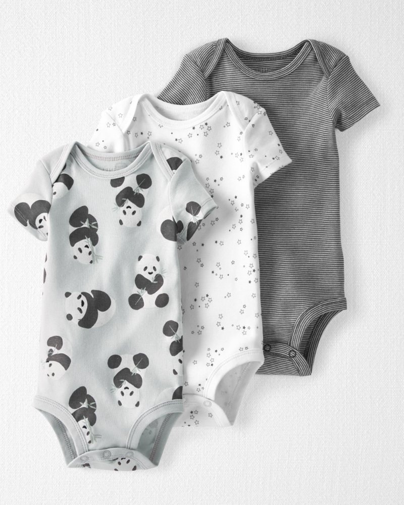 Carters - Baby 3-Pack Organic Cotton Rib Bodysuits - Panda