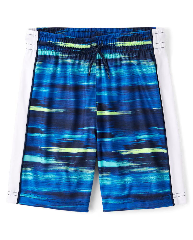 Children's Place - Boys Print Performance Basketball Shorts - Renew Blue - XS