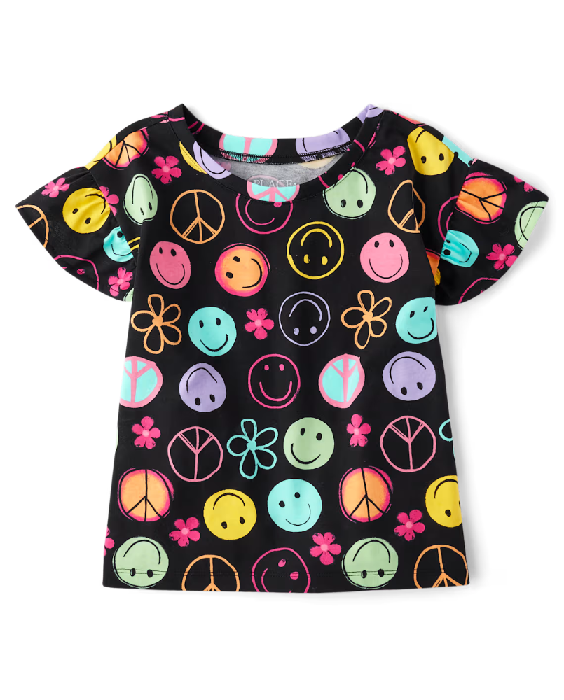 Children's Place - T Shirt Happy Face Negro XS