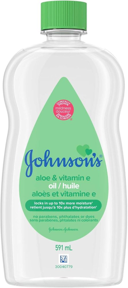 Johnson's Baby Oil Gel with Moisturizing Aloe Vera, Skin-Soothing Vitamin E and Mineral Oil, 591 ml