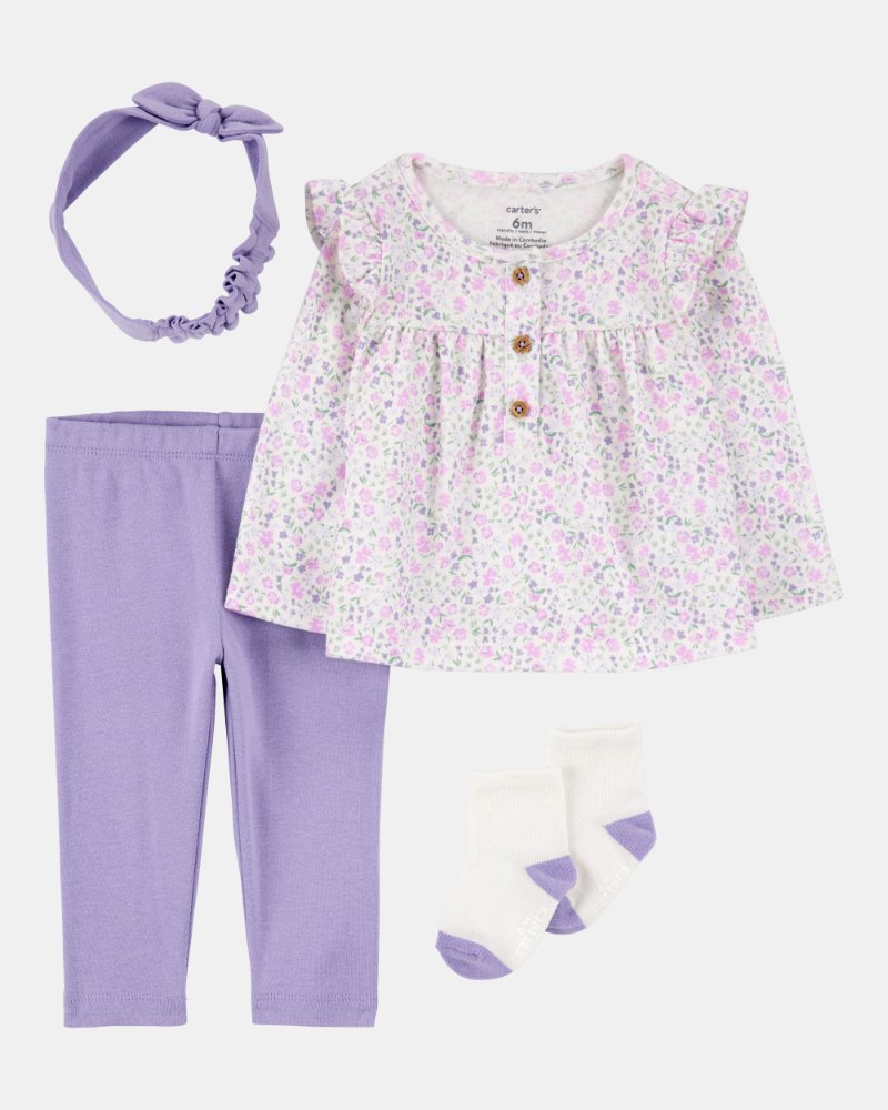 Carters - Baby Girl 4-Piece Floral Outfit Set