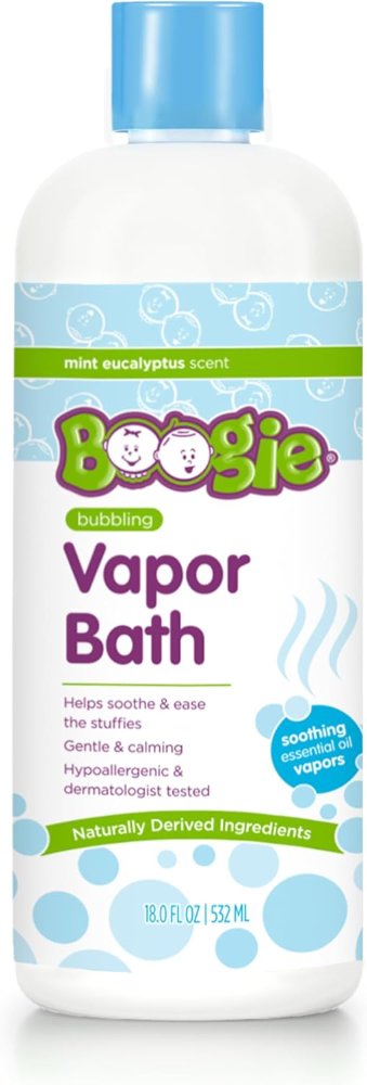 Boogie Kids Bubble Bath, Soothing Vapor Bubble Bath, Made with Plant and Oat Extracts, Natural Essential Oils, Mint Eucalyptus, 532 ml