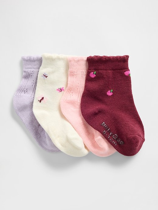 GAP - Baby & Toddler Quarter Crew Medias (4-Pack) Fresa