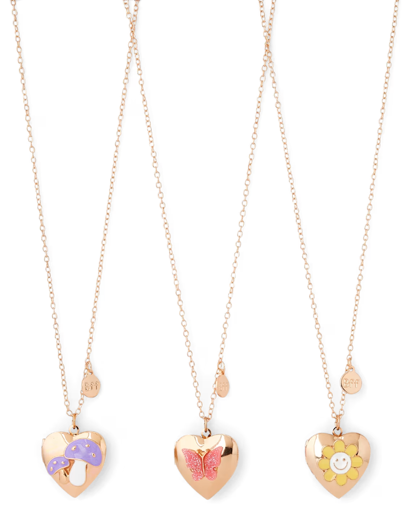 Children's Place Girls Butterfly BFF Locket Necklace 3-Pack