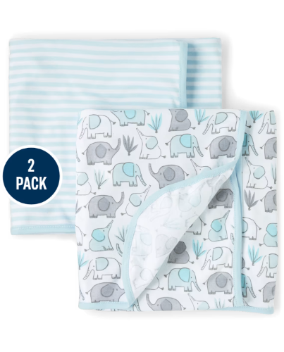 Children's Place - Manta de Elephant - Azul - 2PK