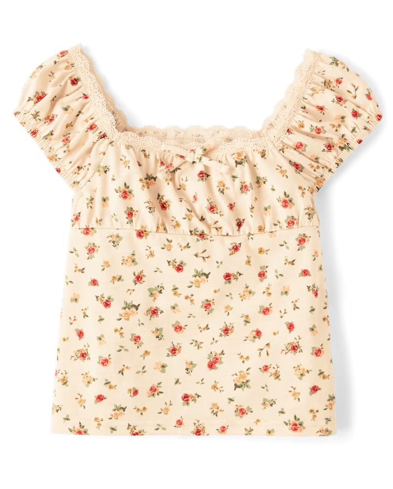 Children's Place - Girls Floral Babydoll Top - M 7/8